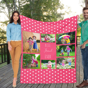 Photo Collage for Best Friend Ever Pink Fleece Blanket