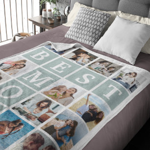 Photo Collage For the Best Mom Fleece Blanket