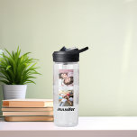 Photo collage friends name water bottle<br><div class="desc">Personalize and add 6 photos of friends.  Add your name,  black letters.</div>