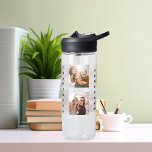 Photo collage friends name water bottle<br><div class="desc">Personalize and add 6 photos of friends.  Add your first name and family name black letters.</div>