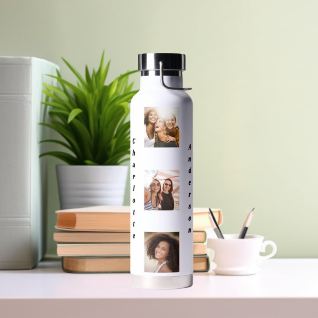 Photo collage friends name water bottle (Creator Uploaded)