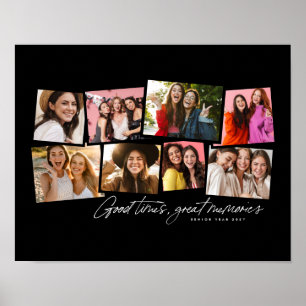 Photo collage fun personalized black white memory poster