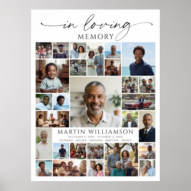 Photo Collage Funeral Celebration of Life Welcome Poster (Front)