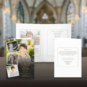 Photo Collage Funeral Order Of Service Folded Program