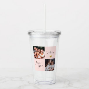 Photo collage gift "Love you Mom" pink Acrylic Tumbler