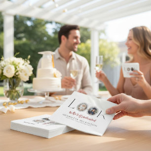 Photo Collage Graduation Elegant Script Napkin