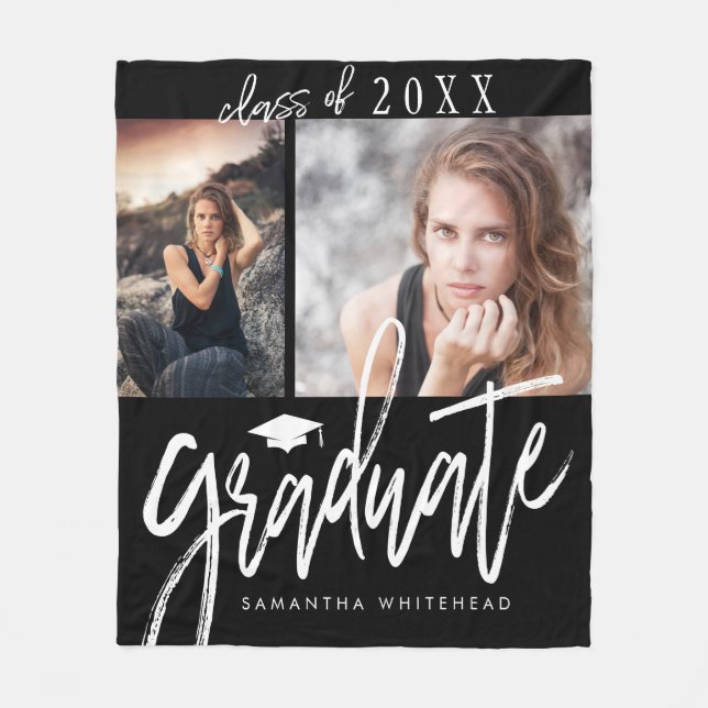 Photo Collage Graduation Fleece Blanket (Front)