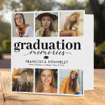 Photo Collage Graduation Memories Binder<br><div class="desc">Modern graduation photo ring binder featuring a simple white background,  7 photos of the graduate,  a mortarboard,  and a text template that is easy to personalize.</div>