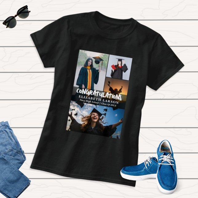 Photo Collage Graduation Party Celebrate Graduate T-Shirt (Creator Uploaded)