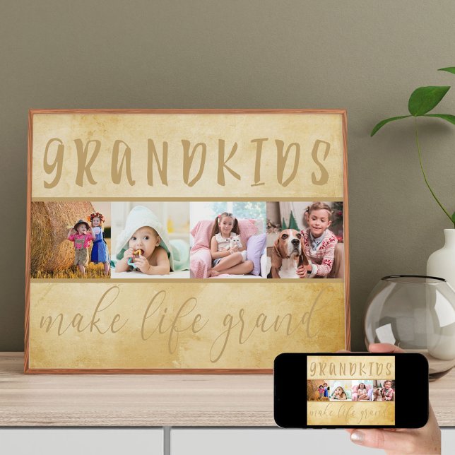 Photo Collage - Grandkids Make Life Grand Rustic Poster (Creator Uploaded)