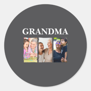 Photo Collage Grandma D Family Classic Round Sticker