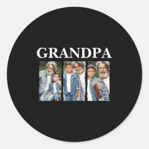 Photo Collage Grandpa D Gift Classic Round Sticker