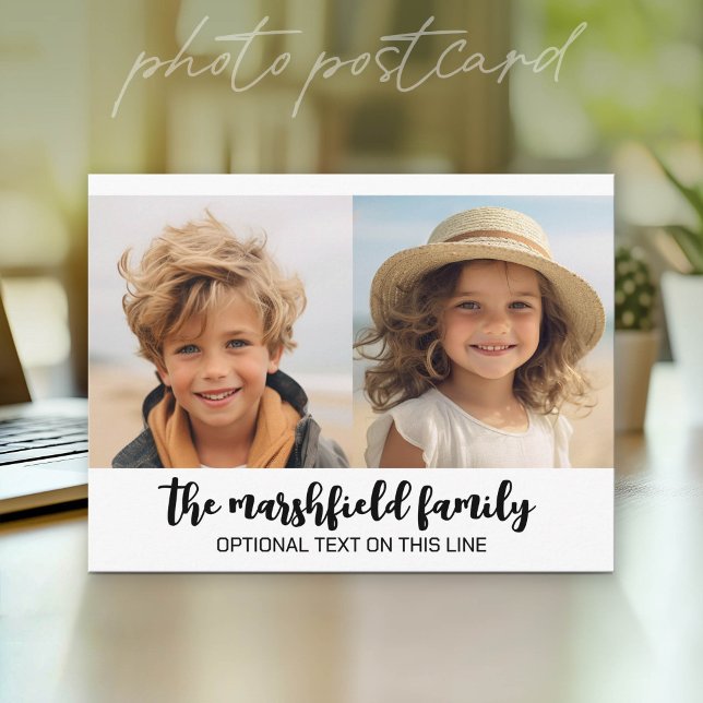 Photo Collage Grid - Text On Bottom - White Postcard (Photo Postcard - Customize with your favorite pics)