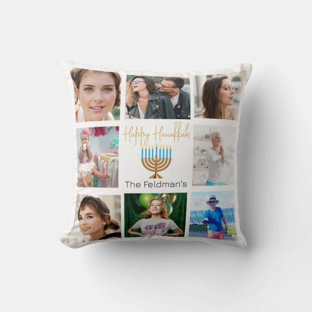Photo Collage Hanukkah Family  Throw Pillow (Front)