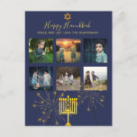 Photo Collage Hanukkah Postcards Modern Sparklers<br><div class="desc">Attractive modern photo collage Hanukkah postcard for adding photos of your beautiful family.
 _______________________________________________________________________ 
If you require assistance,  matching items or would like a custom design contact LeahG via the tab below.</div>