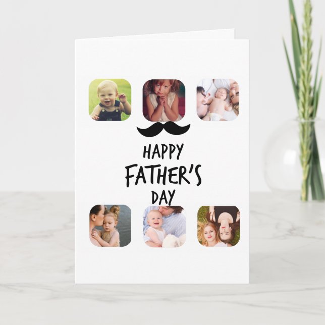 Photo Collage Happy Fathers Day Personalized Card (Front)