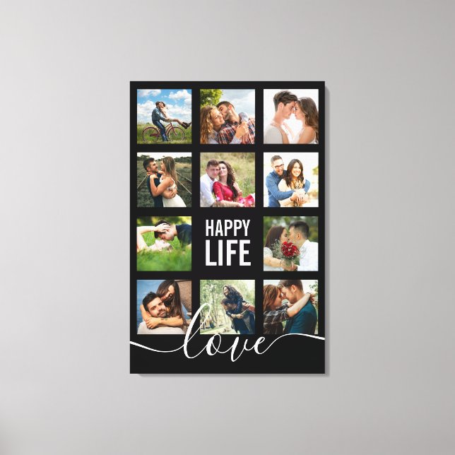 Photo Collage Happy Life and Love Couple's Canvas Print (Front)