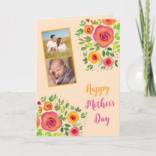 Photo Collage  Happy Mother's Day"  Bright Flowers Card