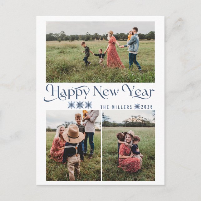 Photo Collage Happy New Year Holiday Postcards (Front)