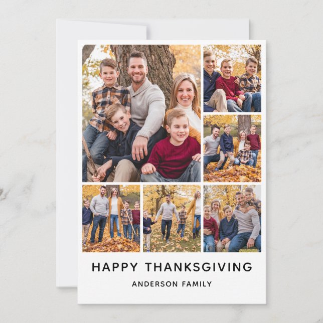 Photo Collage Happy Thanksgiving Holiday Card (Front)