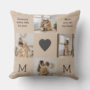 Photo Collage & Heartfelt Message for Mom -  Throw Pillow