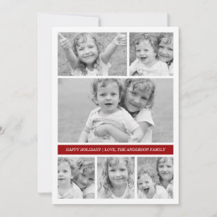 Photo Collage Holiday Photocard - Red