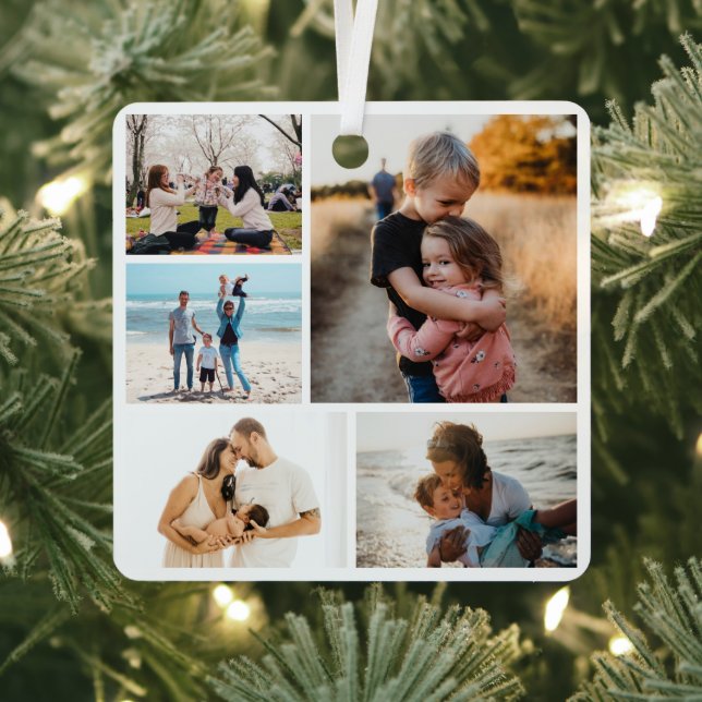 Photo Collage Ideas For Gifts Create 5 Photos Metal Ornament (Insitu)