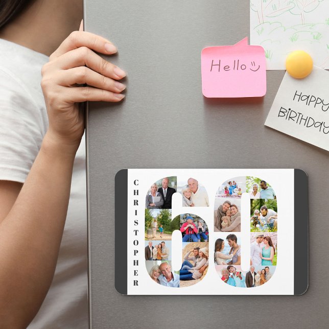 Photo Collage in Number 60 - 60th Birthday Magnet (Creator Uploaded)