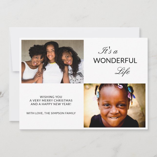 Photo Collage It's a Wonderful Life Christmas Holiday Card (Front)