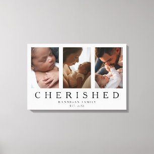 Photo Collage Keepsake Newborn Cherished Moments Canvas Print