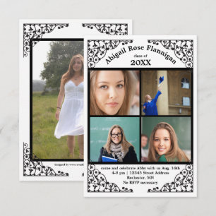 Photo Collage Lace - 3x5 Grad Announcement