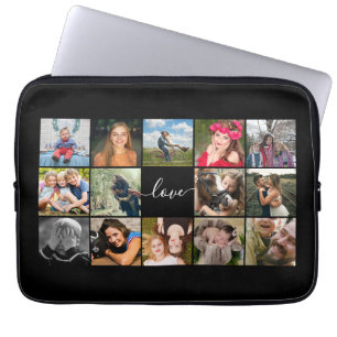 Photo Collage Love Script Laptop Sleeve