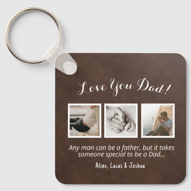 ★ Photo Collage Love You Dad Keychain Customizable (Front)