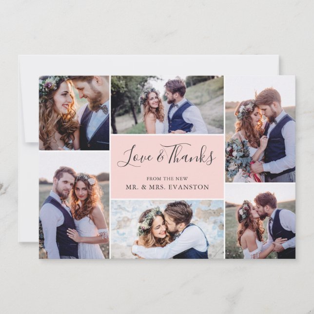 Photo Collage Mariage Merci plat | Blush (Devant)