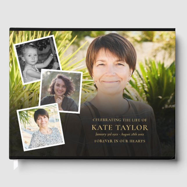 Photo Collage Memorial Funeral  Guest Book (Front)
