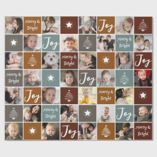 Photo Collage Merry & Bright Christmas Wrapping Paper