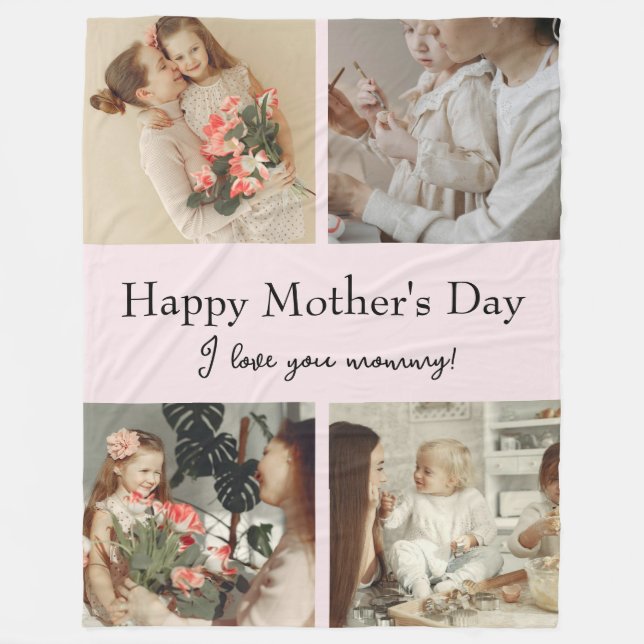 Photo Collage & Message - Personalized Gift |  Fleece Blanket (Front)