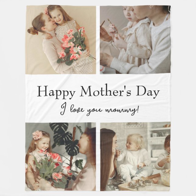 Photo Collage & Message - Personalized Gift |  Fleece Blanket (Front)