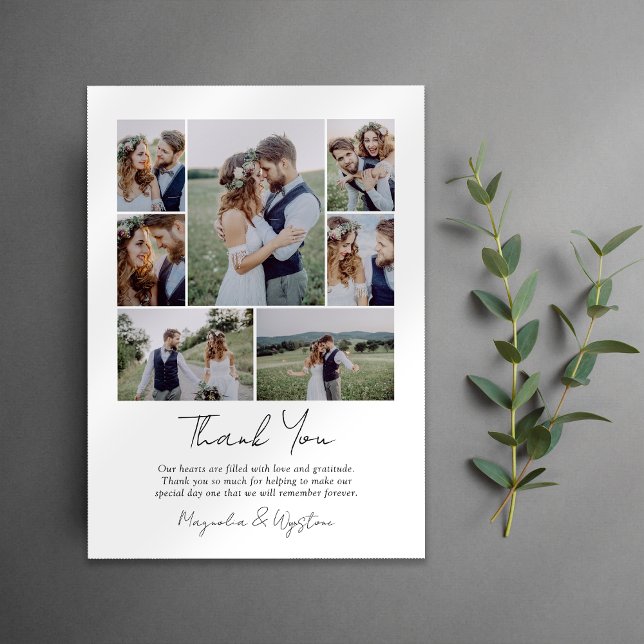 Photo Collage Minimalist Wedding Thank You Card (Creator Uploaded)