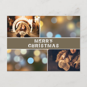 Photo Collage Modern Holiday Christmas Postcard