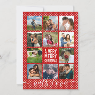 Photo Collage Modern Very Merry Christmas Holiday  Card