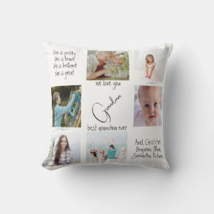 Photo Collage Modern We Love You Best Grandma Ever Throw Pillow