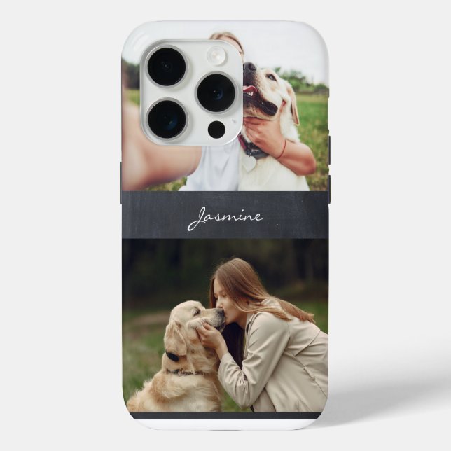 Photo Collage Monogram Chalkboard Case-Mate iPhone Case (Back)