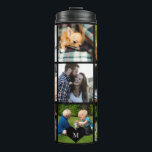 Photo collage monogram personalized modern black thermal tumbler<br><div class="desc">Add 9 family, kids, pets or best friends photos and create your own beautiful collage grid thermal tumbler with your monogram name initial inside a black heart. Easy to personalize with your custom square images and letter. It can be a nice thoughtful keepsake gift for a family member, friend, or...</div>
