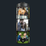 Photo collage monogram personalized modern black thermal tumbler<br><div class="desc">Add 9 family, kids, pets or best friends photos and create your own beautiful collage grid thermal tumbler with your monogram name initial inside a black heart. Easy to personalize with your custom square images and letter. It can be a nice thoughtful keepsake gift for a family member, friend, or...</div>