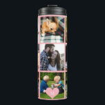 Photo collage monogram personalized modern blush thermal tumbler<br><div class="desc">Add 9 family, kids, pets or best friends photos and create your own beautiful collage grid thermal tumbler with your monogram name initial inside a light pink heart. Easy to personalize with your custom square images and letter. It can be a nice thoughtful keepsake gift for a family member, friend,...</div>