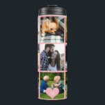 Photo collage monogram personalized modern blush thermal tumbler<br><div class="desc">Add 9 family, kids, pets or best friends photos and create your own beautiful collage grid thermal tumbler with your monogram name initial inside a light pink heart. Easy to personalize with your custom square images and letter. It can be a nice thoughtful keepsake gift for a family member, friend,...</div>