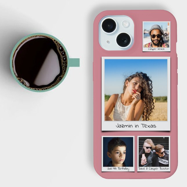 Photo Collage Monograms Or Names Dusty Pink iPhone 15 Case (Creator Uploaded)