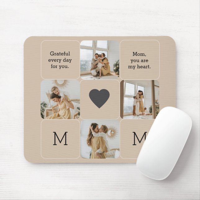 Photo Collage Mousepad with Custom Message for Mom (With Mouse)