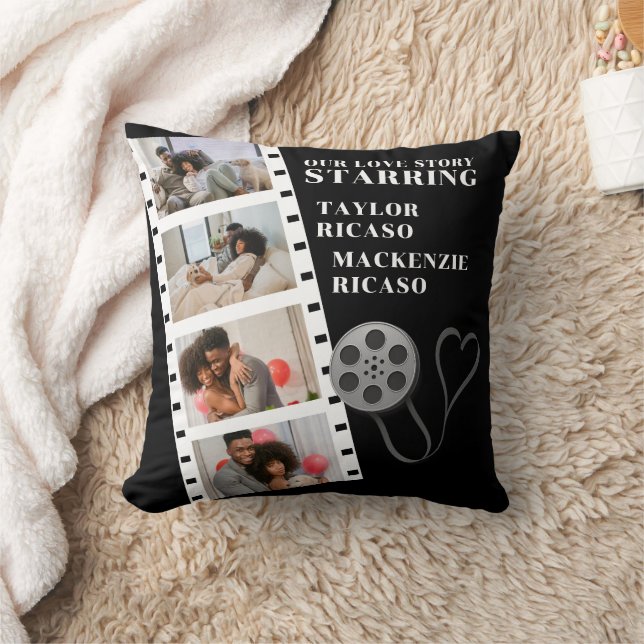 Photo Collage Movie Strip Personalized DIY Custom Throw Pillow (Blanket)